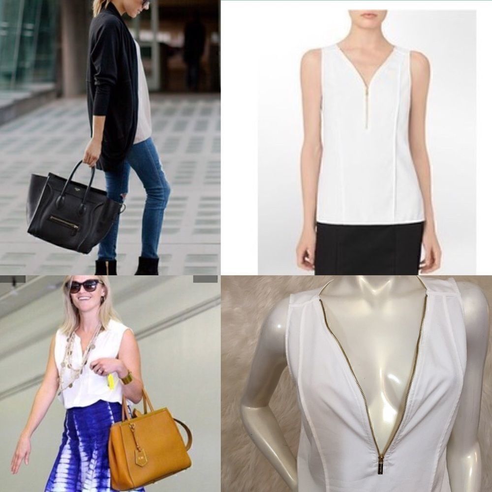 Calvin Klein Gold Zipper V Neck Tank‎